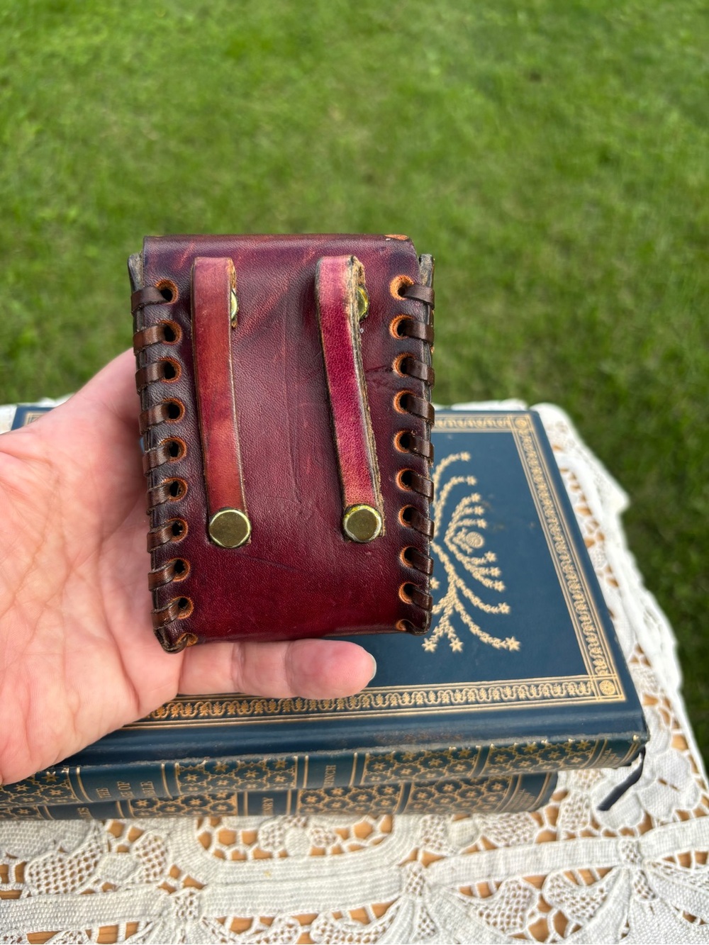 Tooled Leather Flip Phone Case Belt Holster - Picture 3 of 8